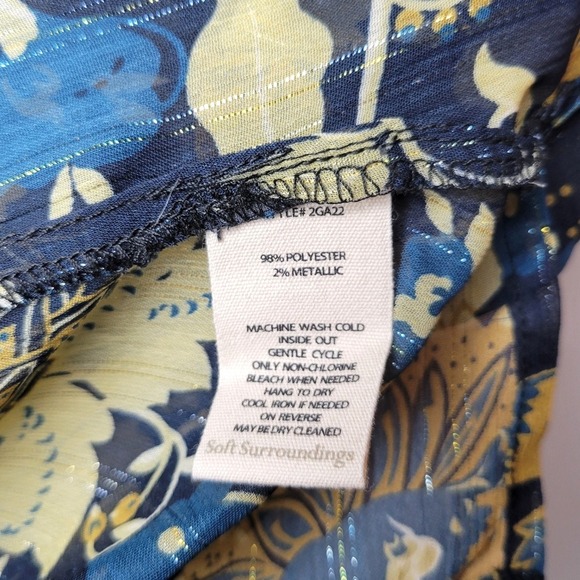 Soft Surroundings Metallic Paisley Sheer Shimmer Blouse Large Holiday Party Chic - Picture 6 of 8